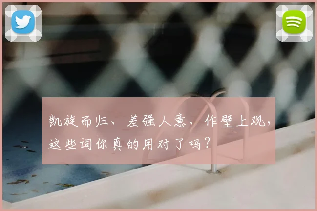 凯旋而归、差强人意、作壁上观，这些词你真的用对了吗？